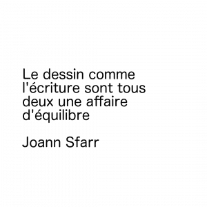 plumebis rédactrice - le dessin comme l'écriture sont tous deux une affaire d'équilibre - Joann Sfarr