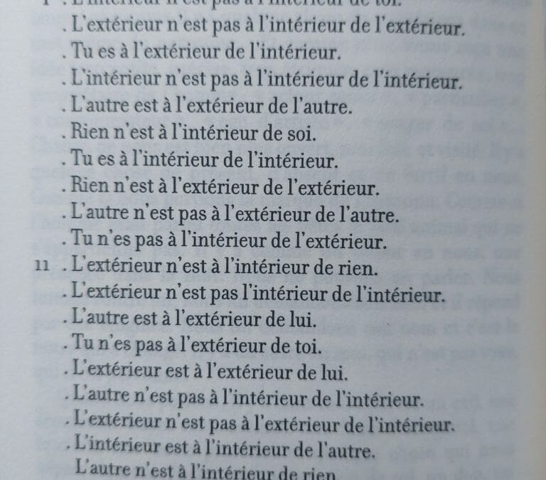 Ce dont on ne peut parler, c&rsquo;est cela qu&rsquo;il faut dire. Valère Novarina.